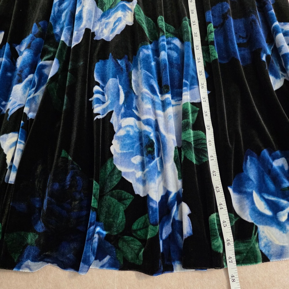 Calvin Klein Dark Floral Velvet Midi Dress Sz 10 Blue Rose Office‎ Evening - Picture 15 of 15
